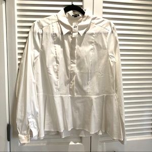 NWT Ann Taylor white button down with flounce